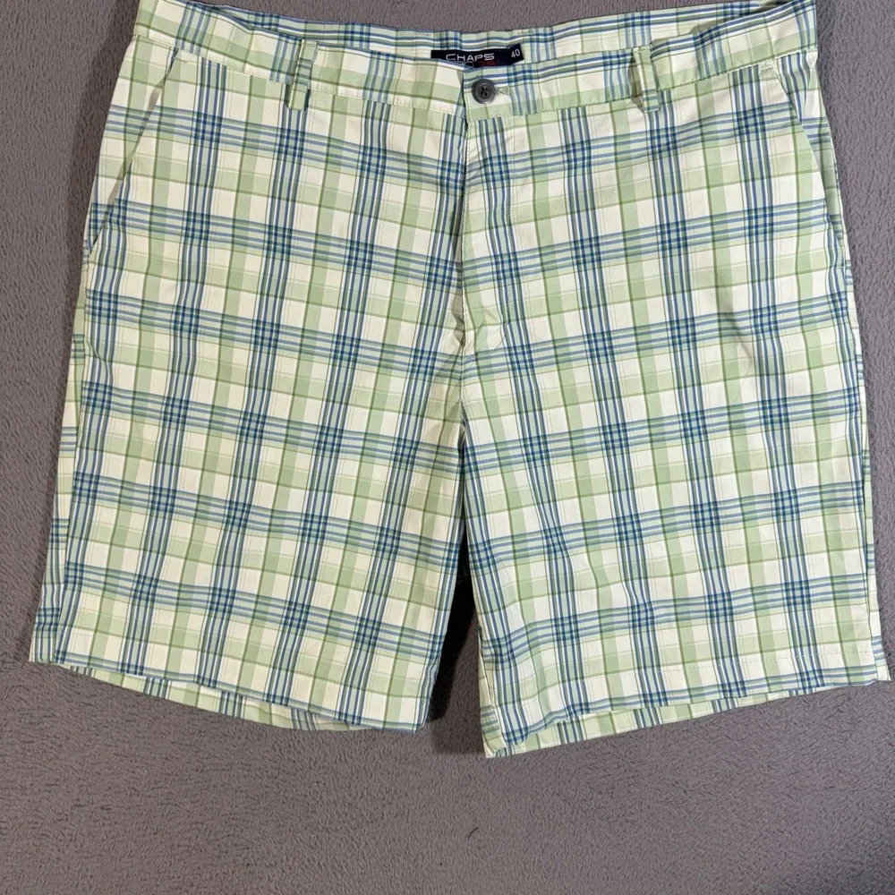 Chaps Golf Men's Size 40 Plaid Shorts Green Blue Golf Casual Outdoor
